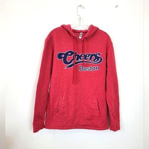 Cheers Boston Hoodie Sweatshirt Red Loungewear Cozy Casual Women's Small